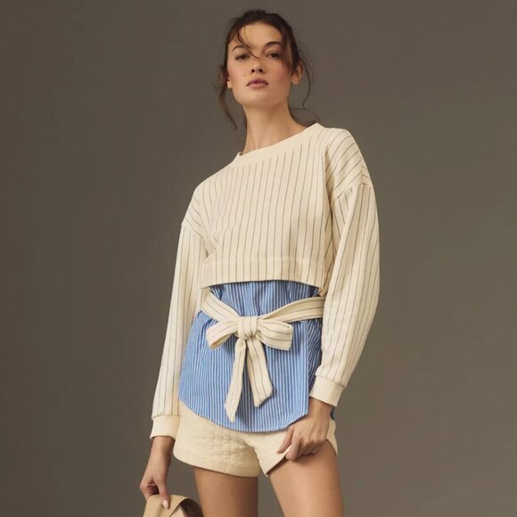 NWT Anthropologie French Terry Twofer Sweatshirt - Picture 1 of 6